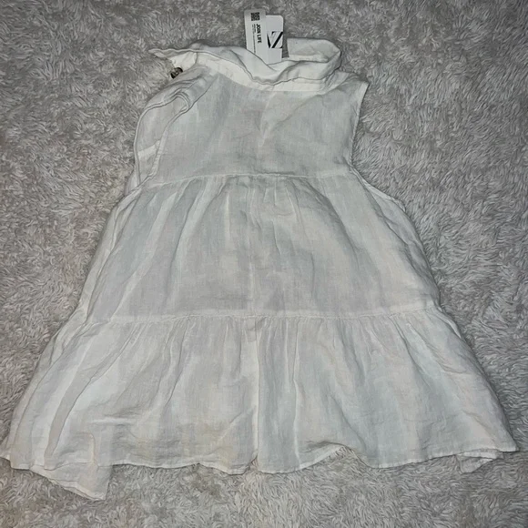 White Zara Linen Button Up Tank Top - Picture 3 of 4